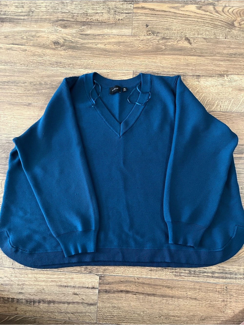 Cyrus Women's V-Neck Sweater in Teal Blue